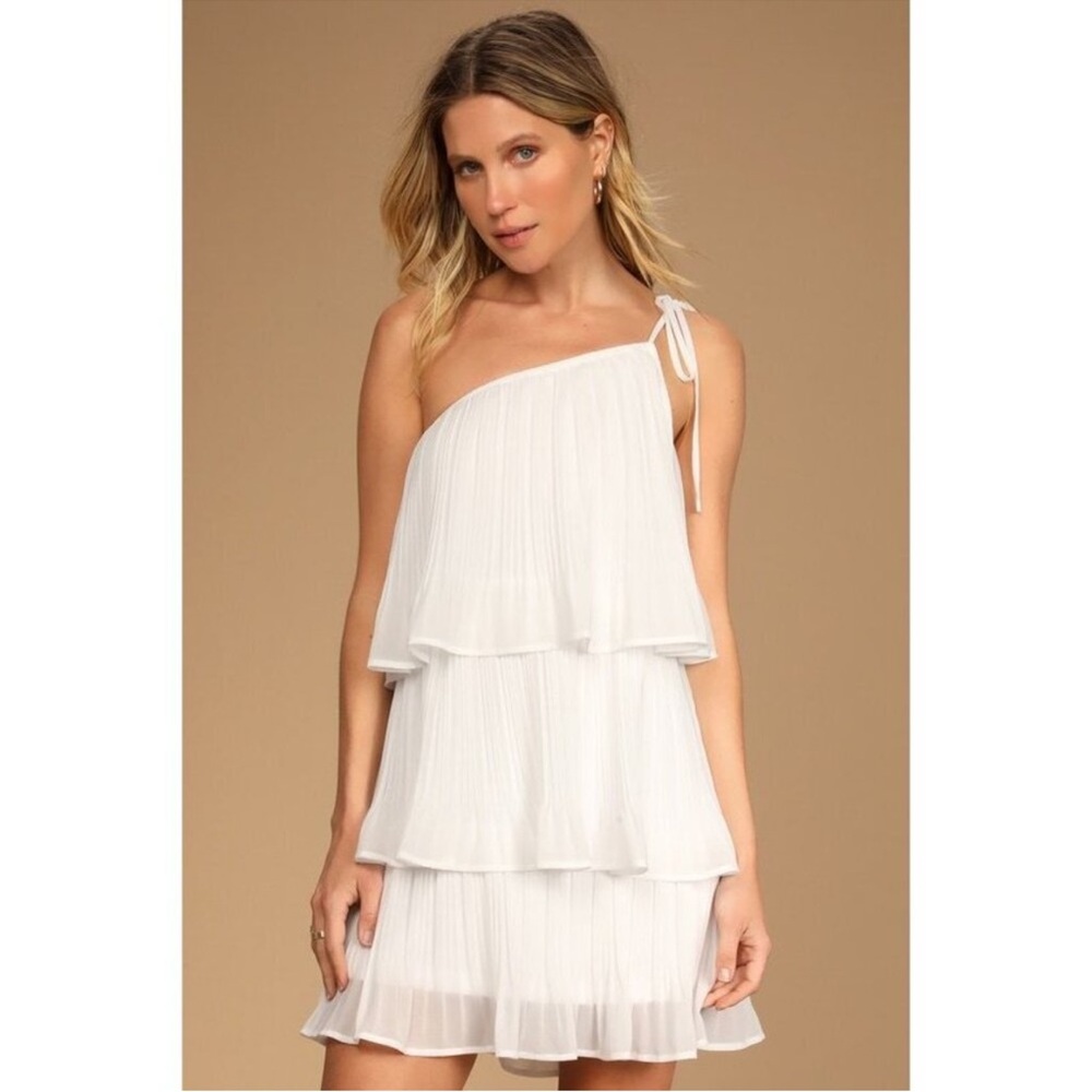 Lulu's White Asymmetrical Ruffled Sundress